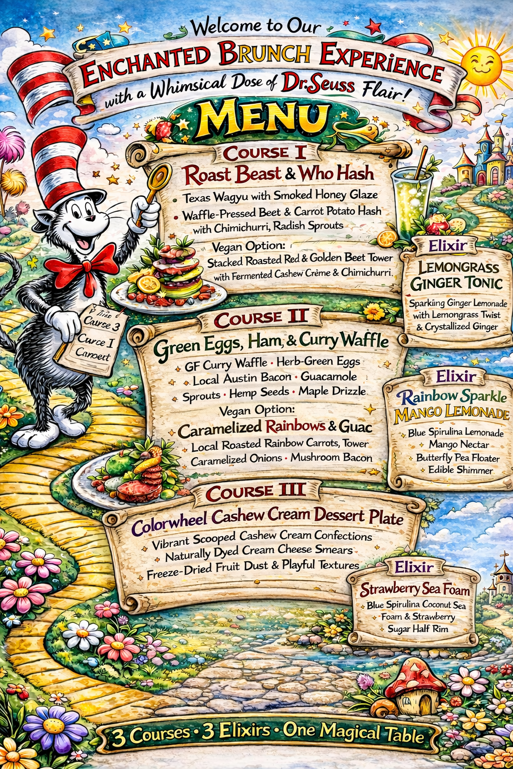 Dr. Seuss Waffle Brunch Menu