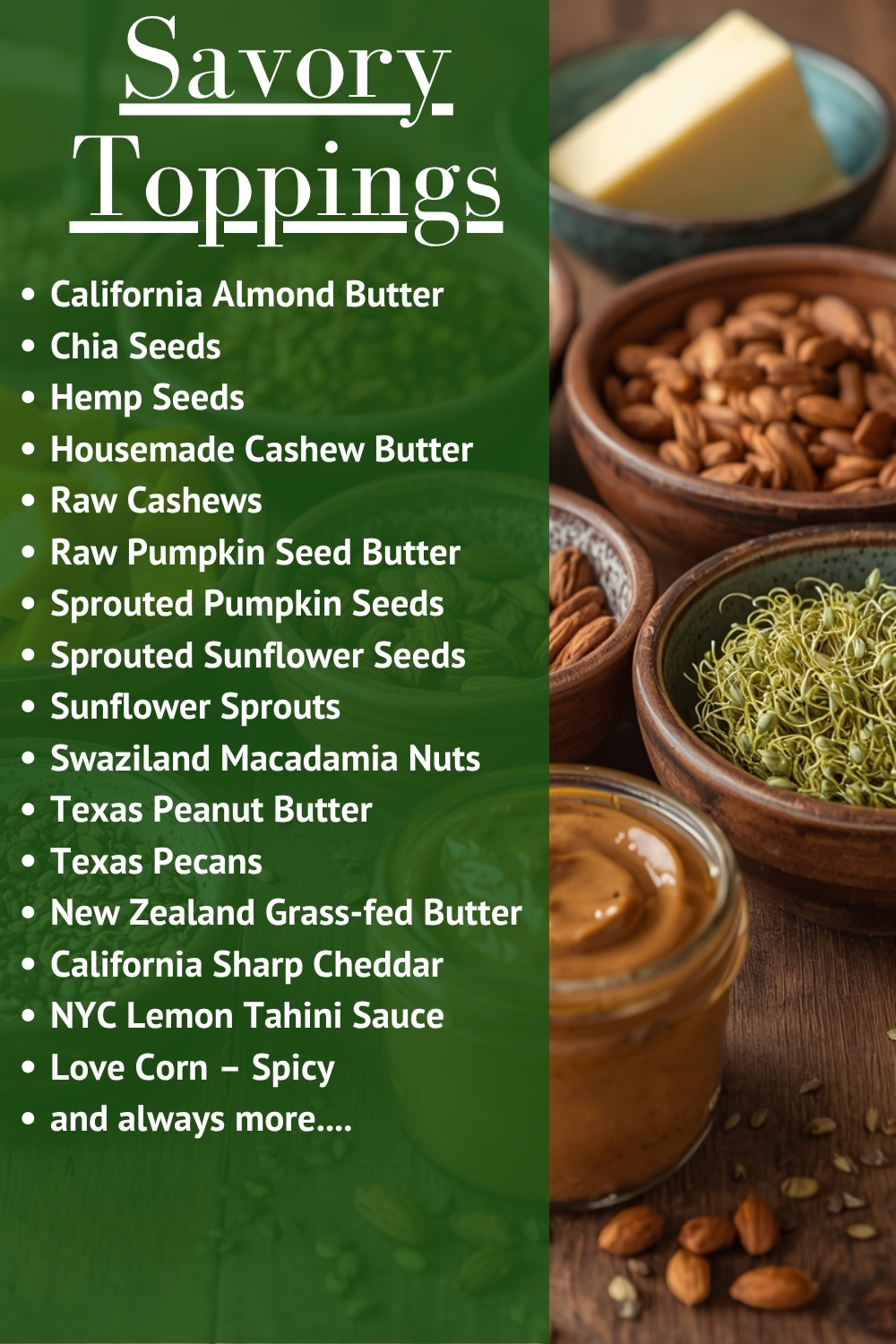 Savory Toppings for BYD Waffle Bar