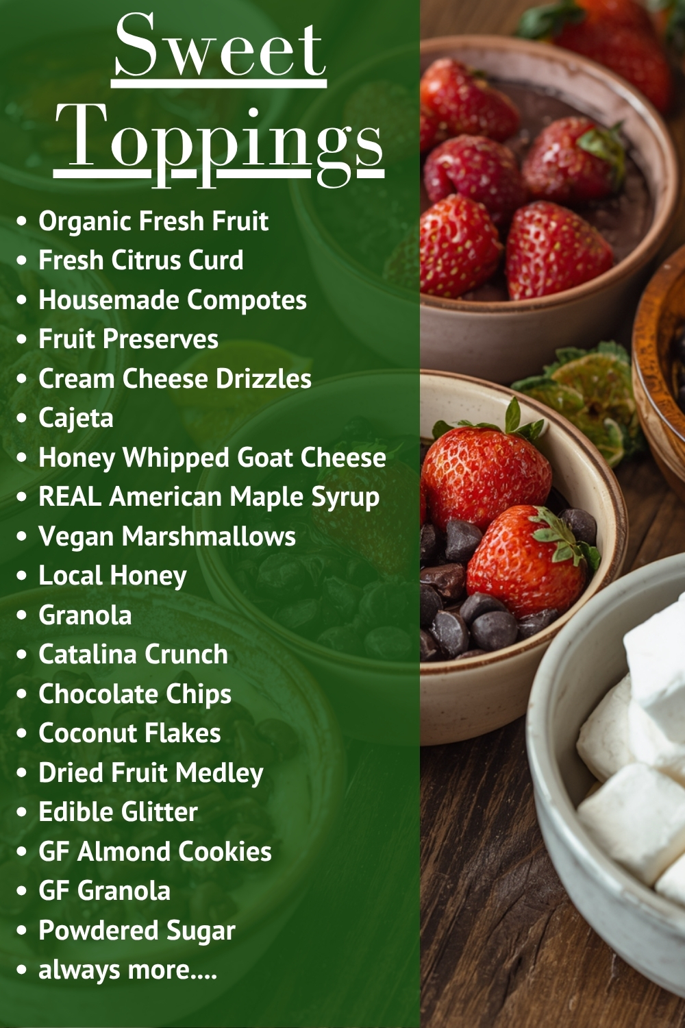 Sweet Toppings for Build Your Dream Waffle Bar